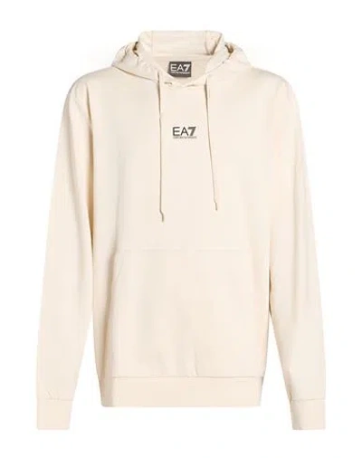 Ea7 Man Sweatshirt Cream Size 3xl Cotton In Neutral