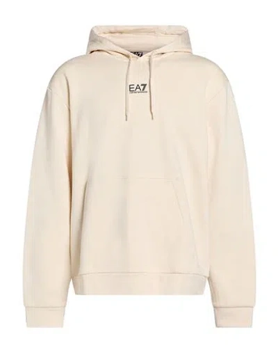 Ea7 Man Sweatshirt Cream Size 3xl Cotton, Polyester In Neutral