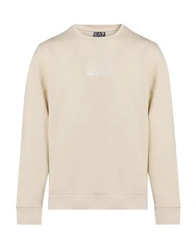 Ea7 Man Sweatshirt Cream Size M Cotton, Polyester In Neutral