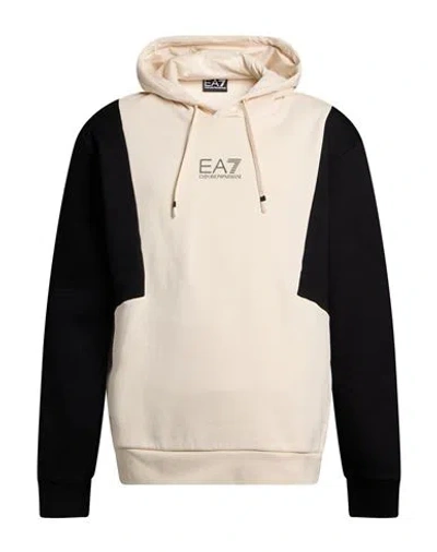Ea7 Man Sweatshirt Cream Size Xl Cotton, Polyester In Multi