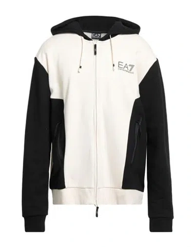 Ea7 Man Sweatshirt Cream Size Xl Cotton, Polyester In Black