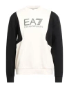 Ea7 Man Sweatshirt Cream Size Xxl Cotton, Polyester, Elastane In White
