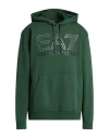 Ea7 Man Sweatshirt Dark Green Size 3xl Cotton, Elastane