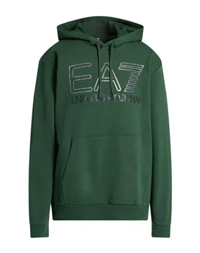 Ea7 Man Sweatshirt Dark Green Size 3xl Cotton, Elastane