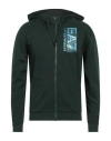 Ea7 Man Sweatshirt Dark Green Size S Cotton, Elastane