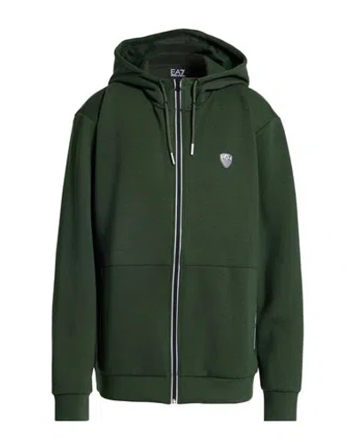 Ea7 Man Sweatshirt Dark Green Size 3xl Polyester, Viscose, Elastane