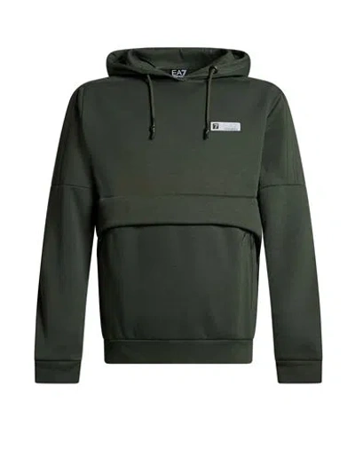 Ea7 Man Sweatshirt Dark Green Size L Polyester, Cotton, Elastane