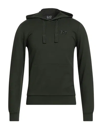 Ea7 Man Sweatshirt Dark Green Size M Cotton, Elastane