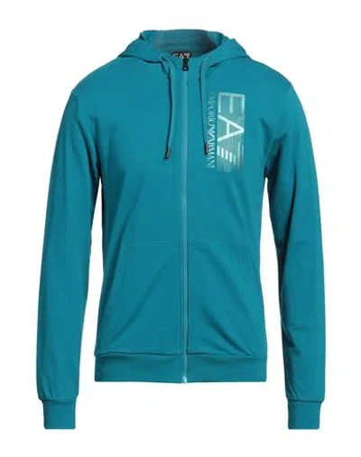 Ea7 Man Sweatshirt Deep Teal Size 3xl Cotton, Elastane In Green