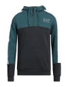 Ea7 Man Sweatshirt Deep Teal Size L Cotton, Polyester In Green
