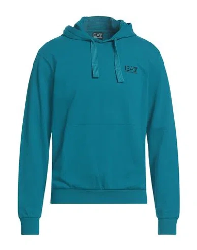 Ea7 Man Sweatshirt Deep Teal Size Xxl Cotton, Elastane In Green