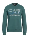 Ea7 Man Sweatshirt Emerald Green Size S Cotton, Polyester, Elastane