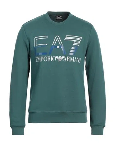 Ea7 Man Sweatshirt Emerald Green Size S Cotton, Polyester, Elastane