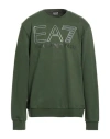 Ea7 Man Sweatshirt Green Size 3xl Cotton, Elastane
