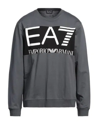 Ea7 Man Sweatshirt Grey Size Xxl Cotton, Elastane