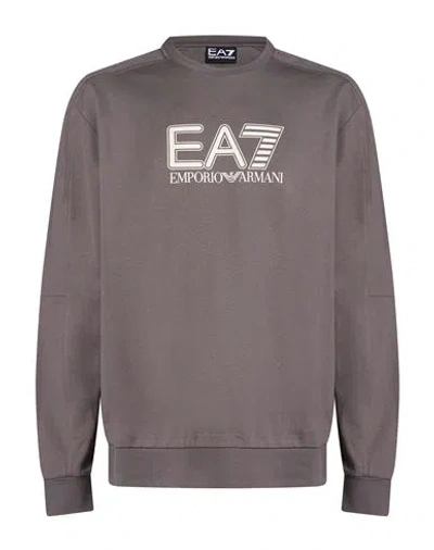 Ea7 Man Sweatshirt Grey Size 3xl Cotton, Elastane In Gray