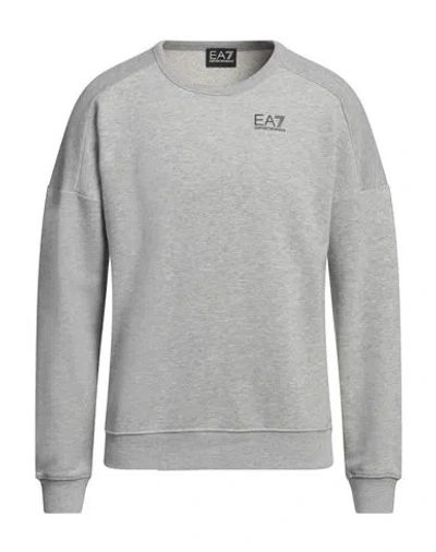 Ea7 Man Sweatshirt Grey Size Xxl Cotton, Polyester, Elastane