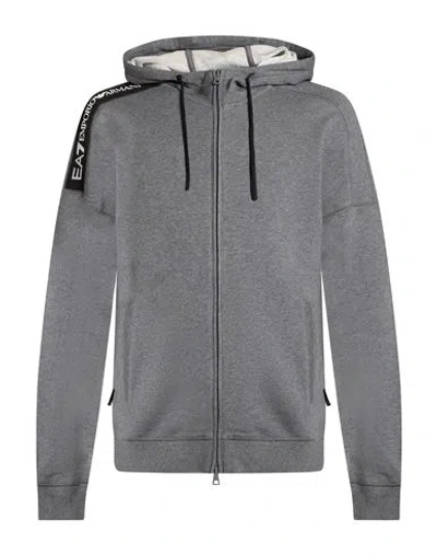Ea7 Man Sweatshirt Grey Size L Cotton In Gray