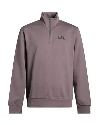 Ea7 Man Sweatshirt Grey Size M Cotton, Polyester In Gray
