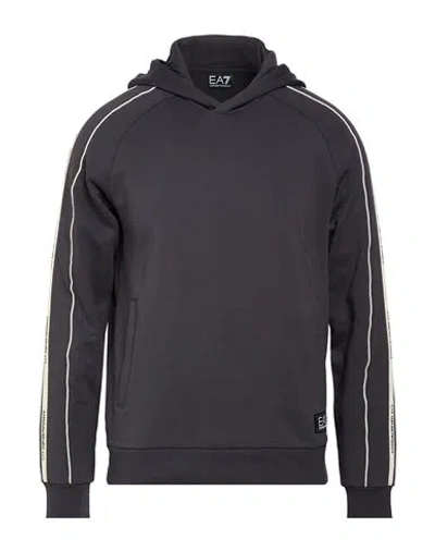 Ea7 Man Sweatshirt Grey Size S Cotton, Polyester In Black