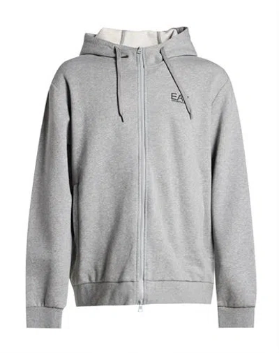 Ea7 Man Sweatshirt Grey Size Xl Cotton, Polyester In Gray