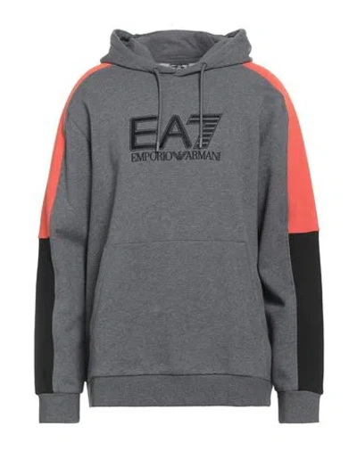 Ea7 Man Sweatshirt Grey Size Xl Cotton, Polyester, Elastane In Gray