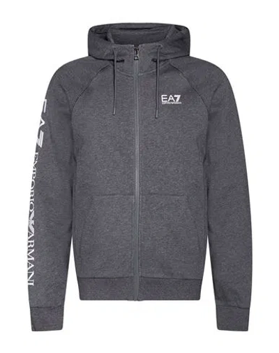 Ea7 Man Sweatshirt Grey Size Xxl Cotton, Polyester, Elastane In Gray