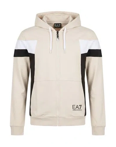 Ea7 Man Sweatshirt Ivory Size S Recycled Cotton, Polyester, Elastane In Pink