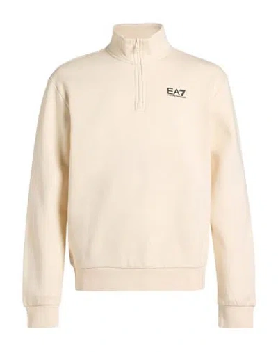 Ea7 Man Sweatshirt Ivory Size Xl Cotton, Polyester In Neutral