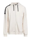 Ea7 Man Sweatshirt Ivory Size Xxl Cotton In White