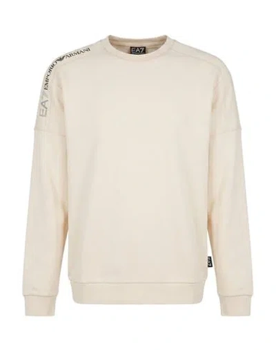 Ea7 Man Sweatshirt Ivory Size Xxl Paper, Polyester In White