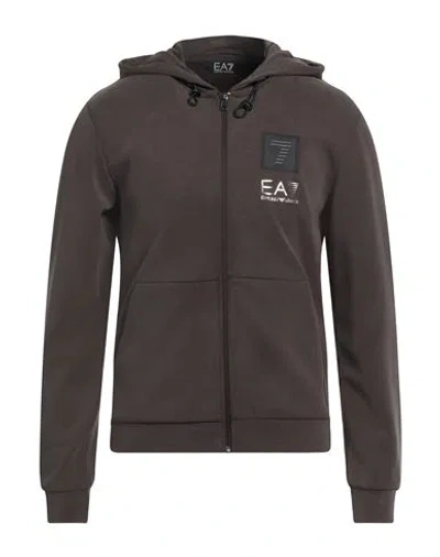 Ea7 Man Sweatshirt Khaki Size Xxl Modal, Polyester, Elastane In Beige