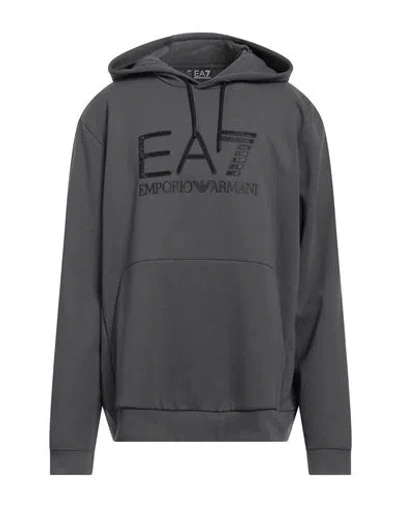 Ea7 Man Sweatshirt Lead Size Xs Polyester, Cotton, Elastane In Grey