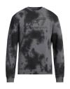 Ea7 Man Sweatshirt Lead Size Xxl Cotton, Elastane In Grey