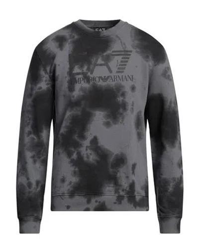 Ea7 Man Sweatshirt Lead Size Xxl Cotton, Elastane In Grey