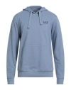 Ea7 Man Sweatshirt Light Blue Size 3xl Cotton, Elastane
