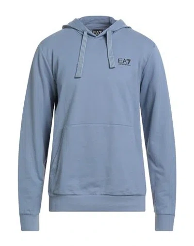 Ea7 Man Sweatshirt Light Blue Size 3xl Cotton, Elastane