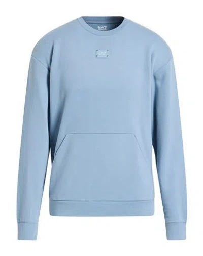 Ea7 Man Sweatshirt Light Blue Size Xl Cotton, Polyester