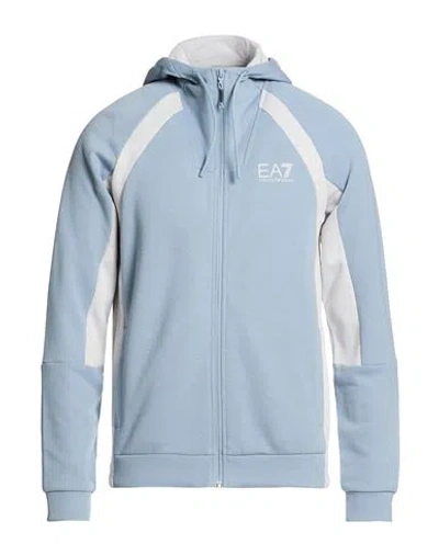 Ea7 Man Sweatshirt Light Blue Size Xs Cotton, Polyester