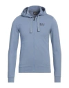 Ea7 Man Sweatshirt Light Blue Size Xxl Cotton In Blue