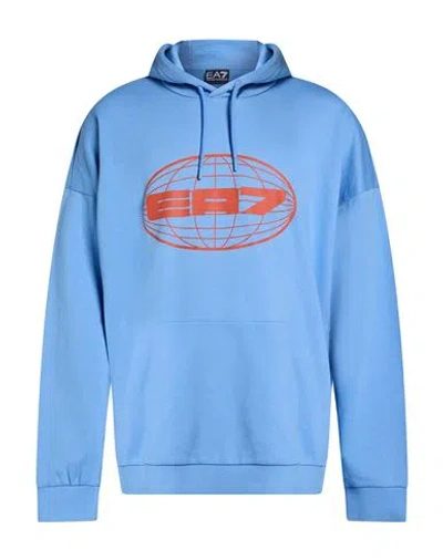 Ea7 Man Sweatshirt Light Blue Size Xxl Cotton