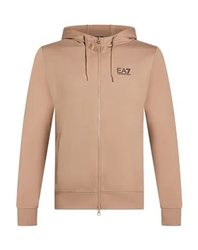 Ea7 Man Sweatshirt Light Brown Size M Cotton In Nude
