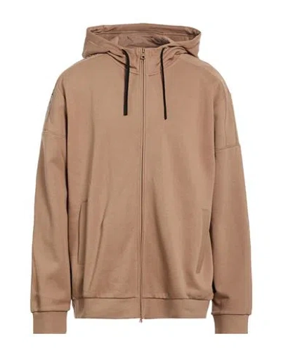 Ea7 Man Sweatshirt Light Brown Size S Cotton, Polyester In Neutral