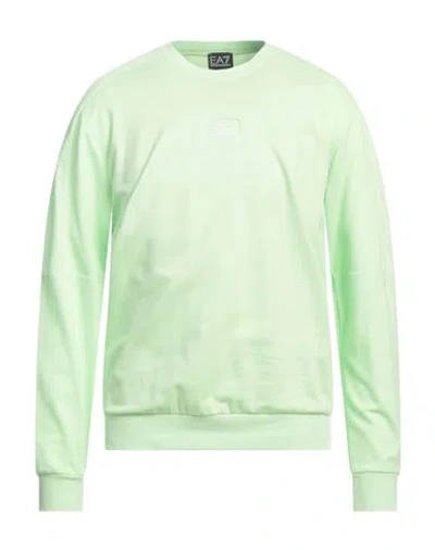 Ea7 Man Sweatshirt Light Green Size Xl Cotton, Elastane