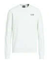 Ea7 Man Sweatshirt Light Green Size Xl Cotton In White
