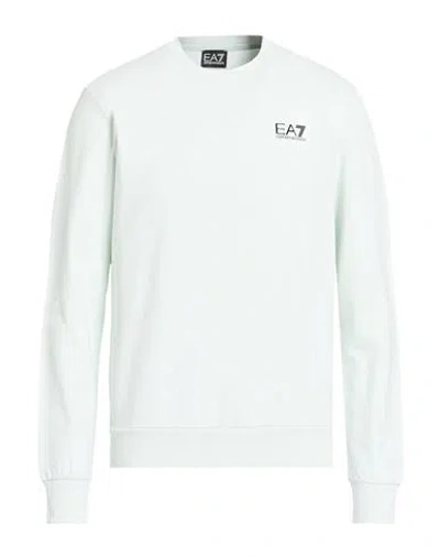 Ea7 Man Sweatshirt Light Green Size Xl Cotton In White