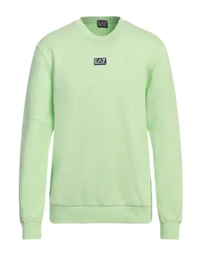 Ea7 Man Sweatshirt Light Green Size Xxl Cotton, Polyester, Elastane