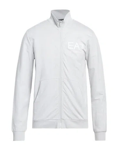 Ea7 Man Sweatshirt Light Grey Size Xxl Cotton, Elastane