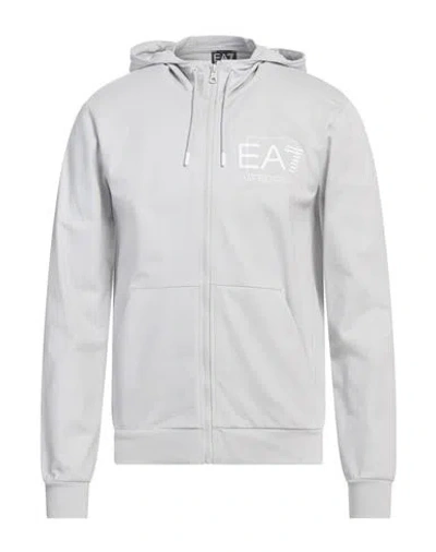 Ea7 Man Sweatshirt Light Grey Size Xxl Cotton, Elastane