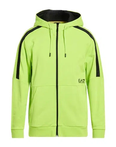 Ea7 Man Sweatshirt Lime Green Size 3xl Cotton, Polyester